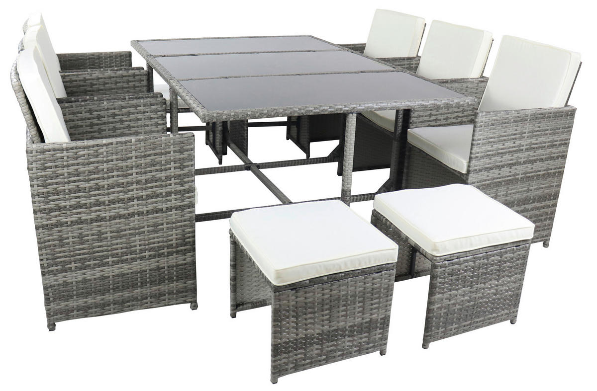GARTENTISCHGRUPPE   - Creme/Grau, Modern, Glas/Kunststoff - Ambia Garden