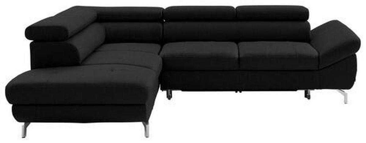 ECKSOFA in Echtleder Schwarz  - Silberfarben/Schwarz, Design, Leder/Metall (220/270cm) - Novel