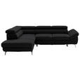 ECKSOFA Schwarz Echtleder  - Silberfarben/Schwarz, Design, Leder/Metall (220/270cm) - Novel