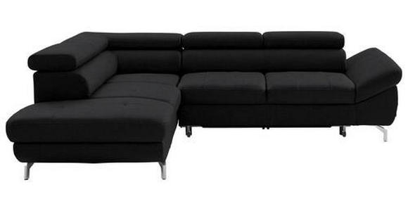 ECKSOFA in Echtleder Schwarz  - Silberfarben/Schwarz, Design, Leder/Metall (220/270cm) - Novel