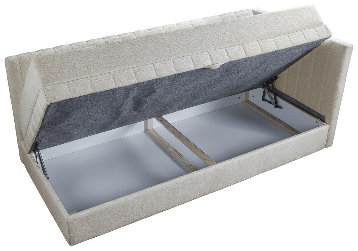 SCHLAFSOFA ROMA in Chenille, Jacquard Beige  - Beige/Schwarz, Design, Kunststoff/Textil (212/83/99cm) - MID.YOU