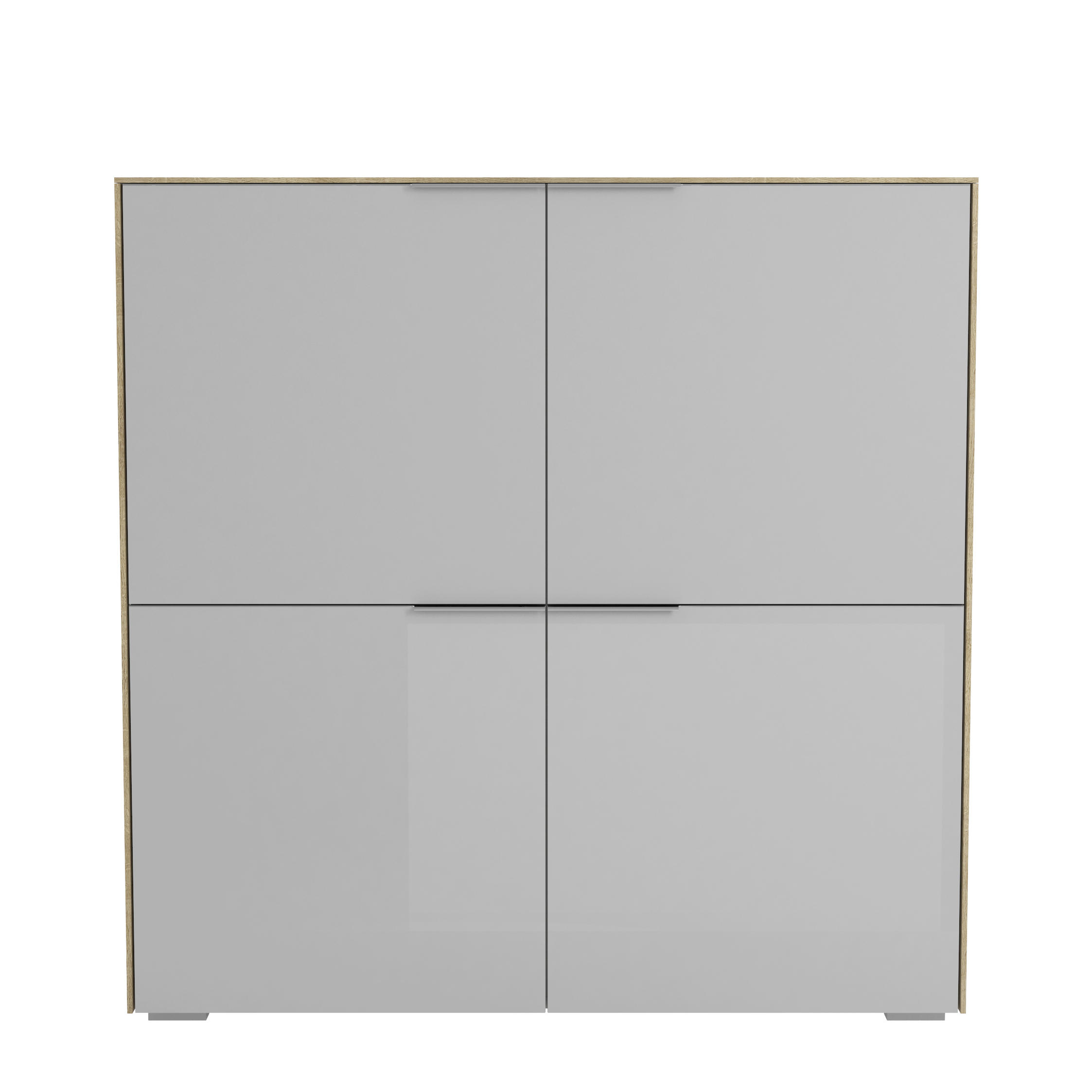 SCHUHSCHRANK Eichefarben, Hellgrau - Chromfarben/Eichefarben, Design, Glas/Holzwerkstoff (128/129,5/37,3cm) - Voleo