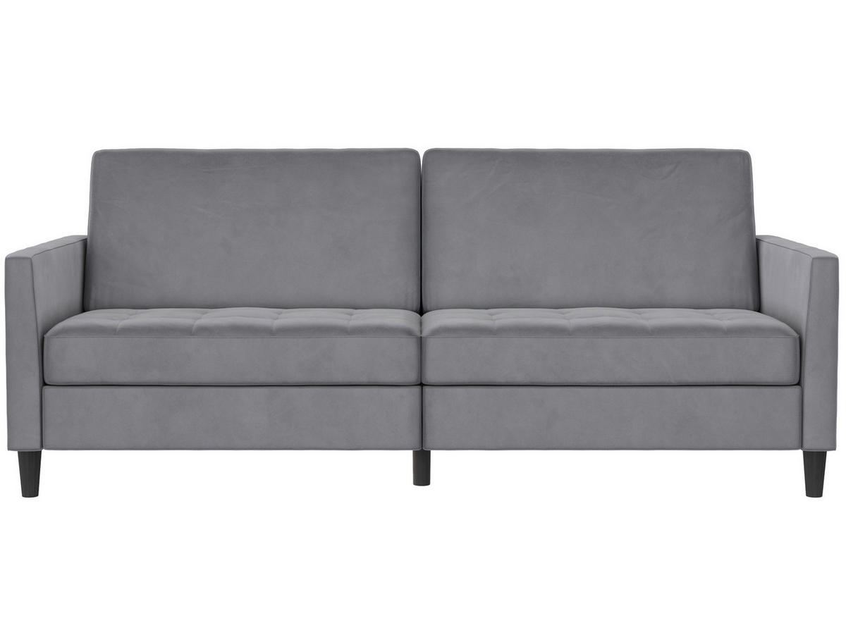 SCHLAFSOFA Velours Grau  - Schwarz/Grau, Basics, Kunststoff/Textil (207/86/86cm) - Livetastic