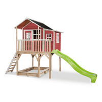 SPIELTURM  - Rot/Hellgrün, KONVENTIONELL, Holz (444/190/269cm) - EXIT Toys