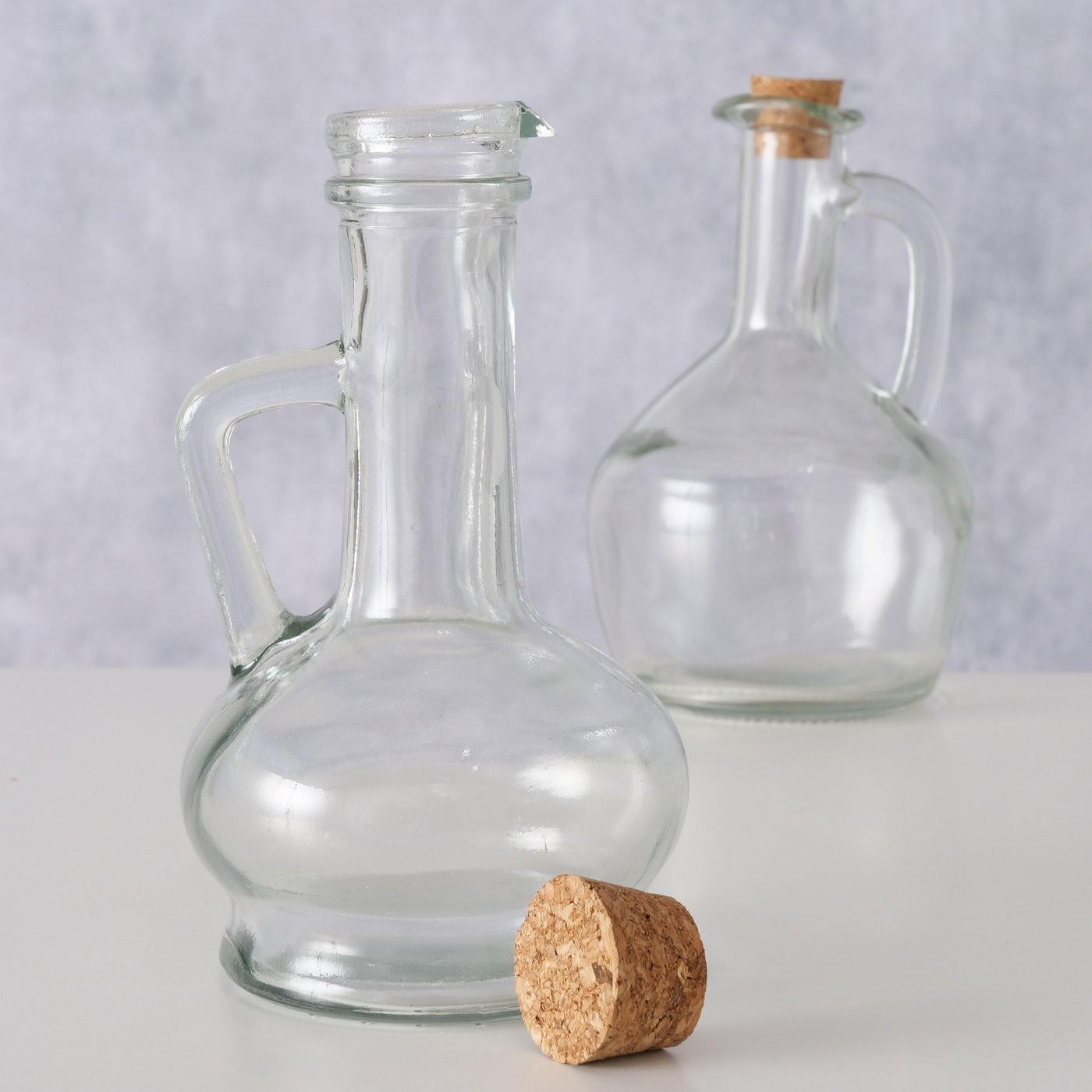 ESSIG-/ÖLFLASCHE - Transparent, Basics, Glas/Naturmaterialien (9,8/16cm)