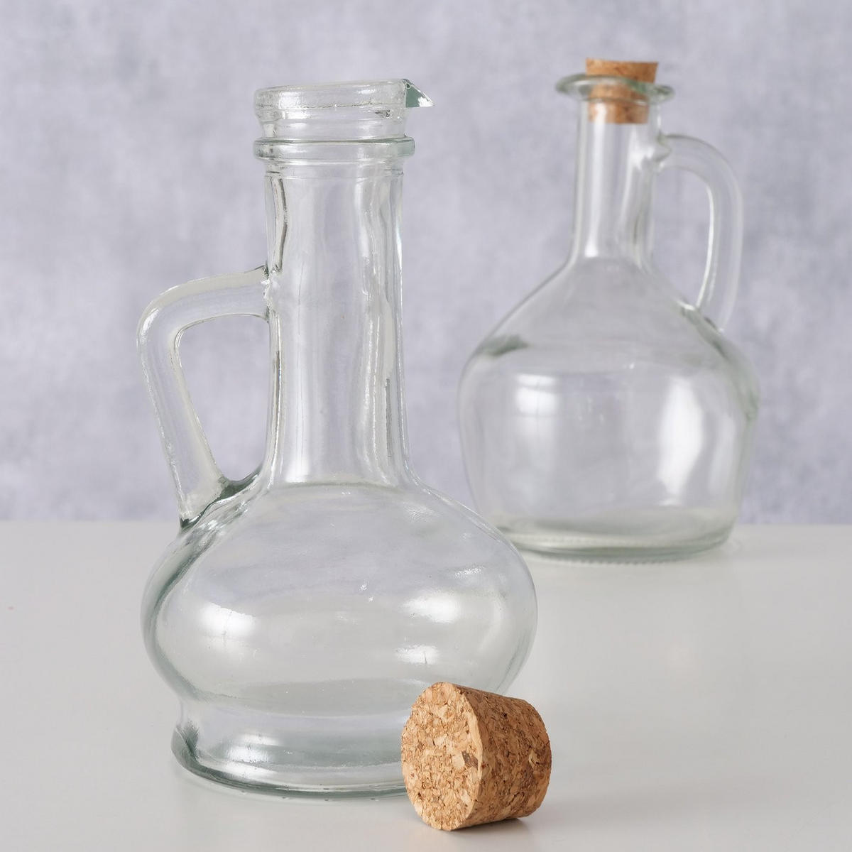 ESSIG-/ÖLFLASCHE - Transparent, Basics, Glas/Naturmaterialien (9,8/16cm)