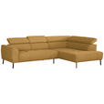 ECKSOFA in Chenille Currygelb  280/205 cm  - Currygelb/Schwarz, Design, Textil/Metall (280/205cm) - Xora