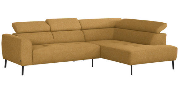 ECKSOFA in Chenille Currygelb 280/205 cm - Currygelb/Schwarz, Design, Textil/Metall (280/205cm) - Xora