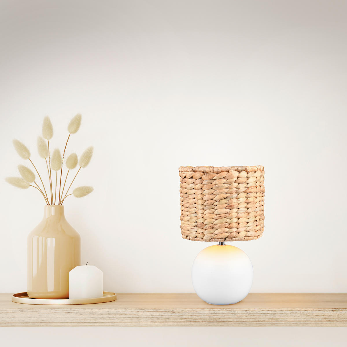 TISCHLEUCHTE - Weiss/Braun, Basics, Naturmaterialien/Keramik (18/29cm) - Trio Leuchten