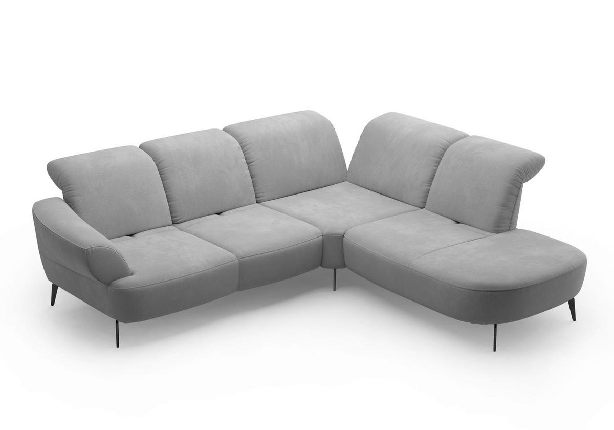 ECKSOFA in Flachgewebe Grau  302/270 cm  - Schwarz/Grau, MODERN, Textil/Metall (302/270cm) - Sit & More