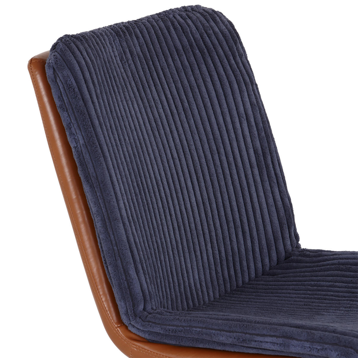 DREHSTUHL  in Cord, Lederlook Braun, Blau  - Blau/Schwarz, MODERN, Kunststoff/Textil (42/98/45cm) - MID.YOU