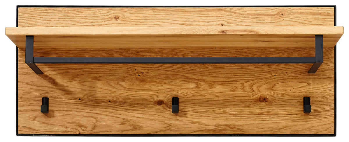 VEŠIAKOVÝ PANEL, antracitová, farba duba, divoký dub, 85/30/28 cm - farba duba/antracitová, Natur, kov/drevo (85/30/28cm) - Linea Natura