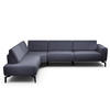 ECKSOFA in Chenille Blau  213/296 cm  - Blau/Schwarz, Design, Textil/Metall (213/296cm) - SENSOO