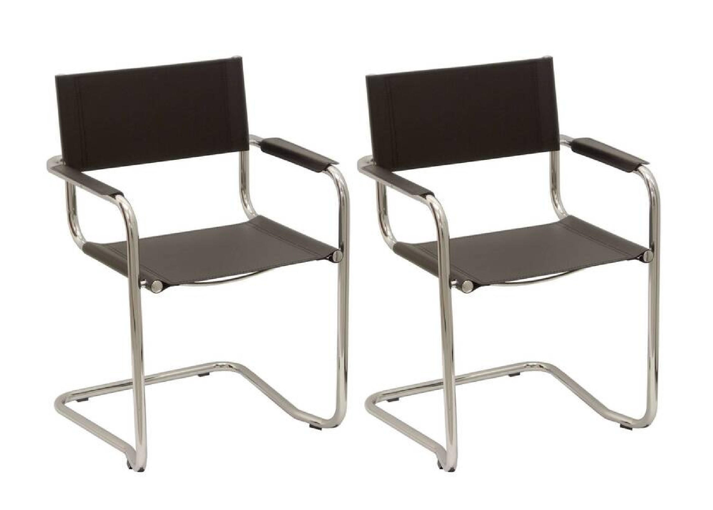 BESUCHERSTUHL Schwarz, Chromfarben  - Chromfarben/Schwarz, MODERN, Leder/Metall (58/83/58cm) - Livetastic