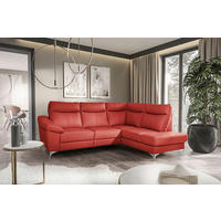 ECKSOFA 242/194 cm  in Lederlook Echtleder Rot Bettkasten, Rücken echt, Relaxfunktion  242/194 cm  - Chromfarben/Rot, Design, Leder/Textil (242/194cm) - Livetastic