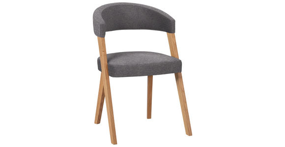 STUHL in Holz, Textil Grau, Wildeiche - Wildeiche/Eichefarben, MODERN, Holz/Textil (56/81/66cm) - Venda