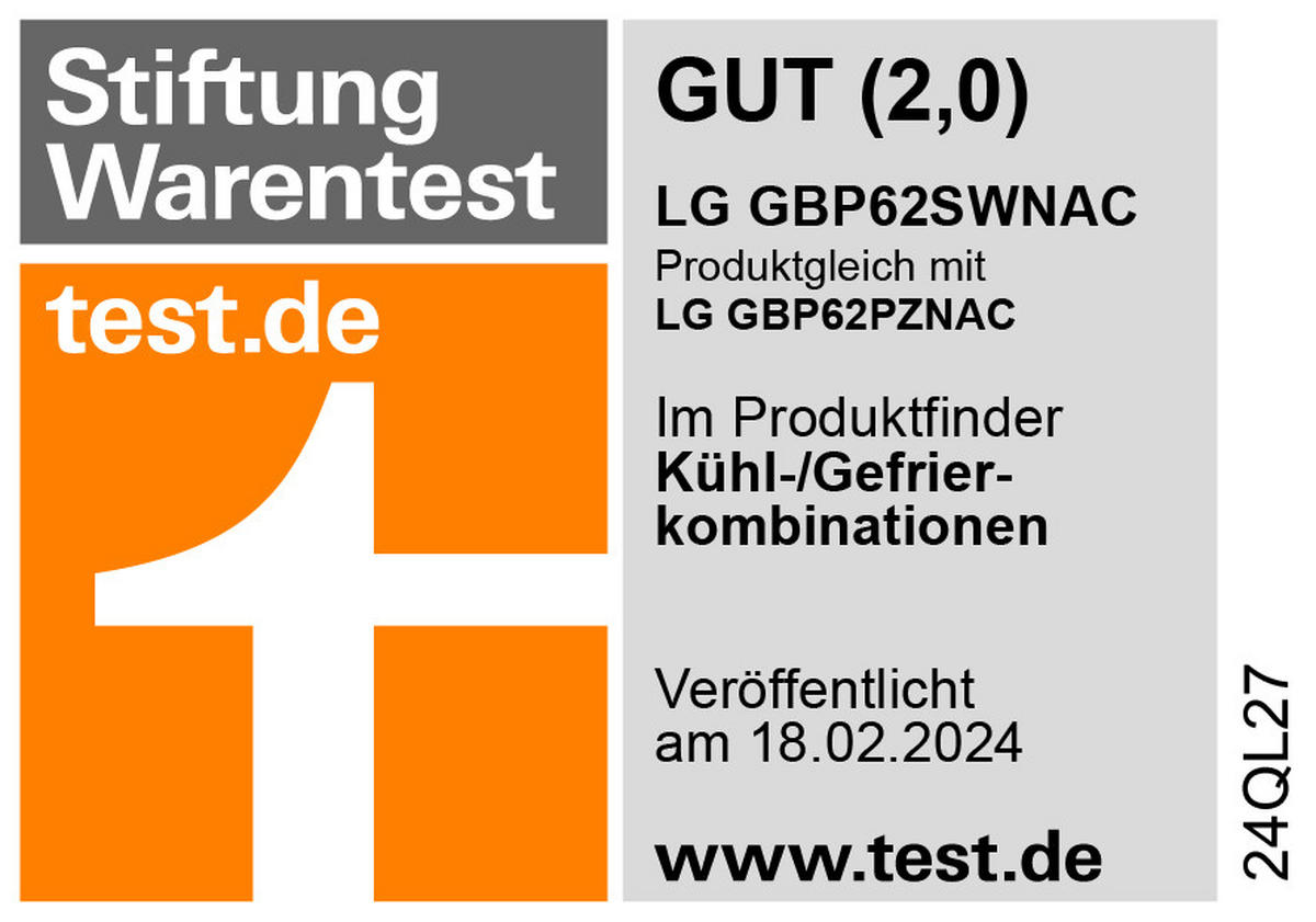 KÜHL-GEFRIER-KOMBINATION 59,5/203/67,5 cm GBP62SWNAC  - Weiß, Trend, Glas/Kunststoff (59,5/203/67,5cm) - LG