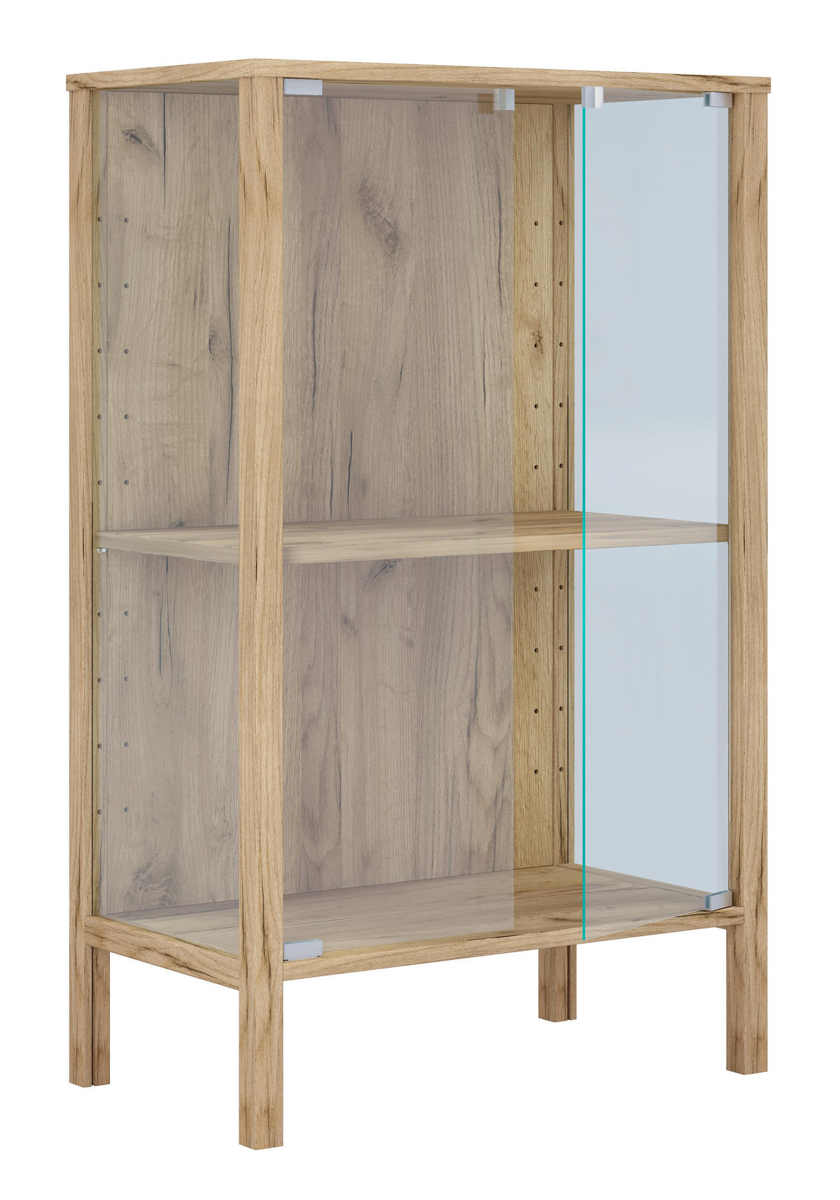 VITRÍNA, čiré, medový dub, 60/80/35 cm - černá/čiré, Design, kompozitní dřevo/plast (60/80/35cm) - Livetastic