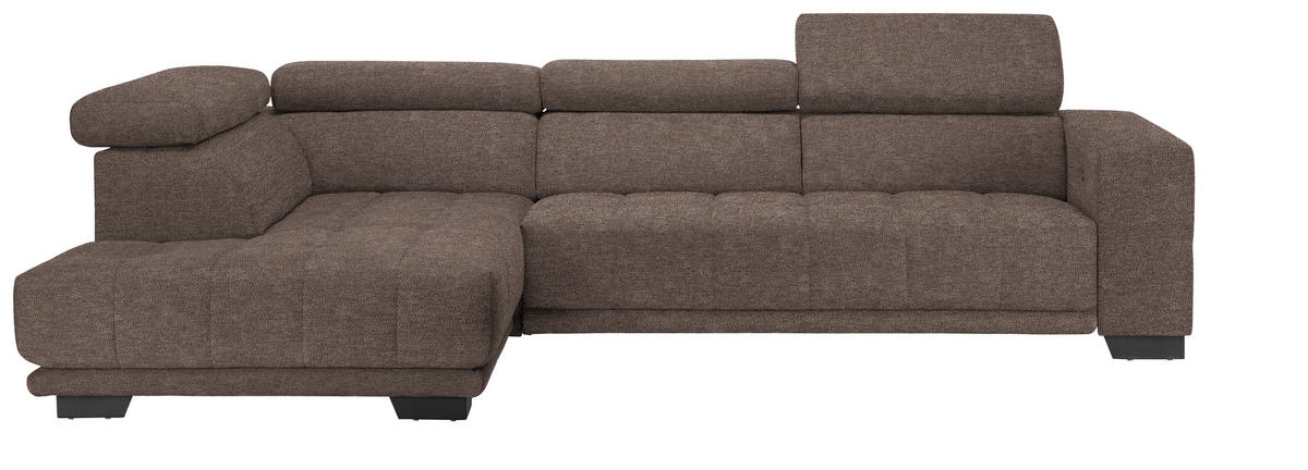 ECKSOFA in Mikrofaser Hellbraun  - Hellbraun/Schwarz, Design, Textil/Metall (207/301cm) - Xora