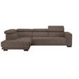 ECKSOFA in Mikrofaser Hellbraun  - Hellbraun/Schwarz, Design, Textil/Metall (207/301cm) - Xora