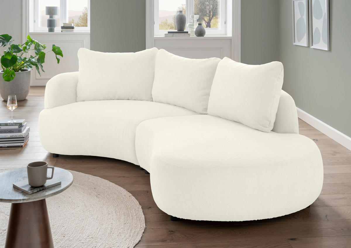 ECKSOFA in Mikrofaser Weiss  - Weiss/Schwarz, Modern, Kunststoff/Textil (139/250cm) - Livetastic
