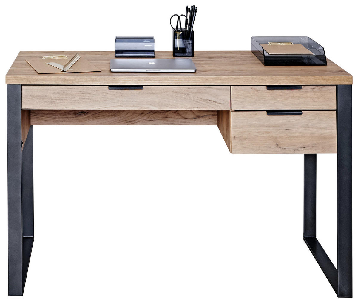 SCHREIBTISCH 120/55/76 cm  in Eichefarben  - Eichefarben/Anthrazit, MODERN, Holzwerkstoff/Metall (120/55/76cm) - Novel