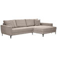 ECKSOFA Hellgrau Velours  - Hellgrau/Schwarz, Design, Textil/Metall (283/174cm) - Xora