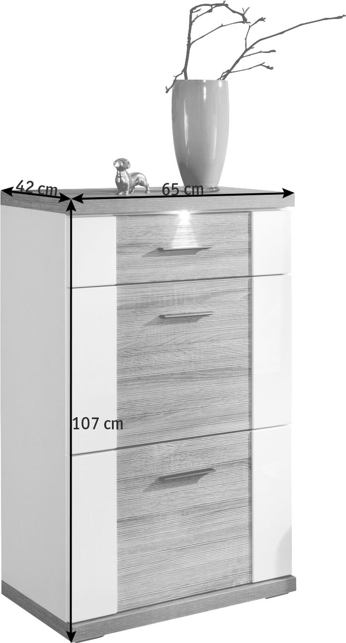 KOMMODE  in 65/107/42 cm  - Chromfarben/Eichefarben, Design, Holzwerkstoff/Kunststoff (65/107/42cm) - Xora