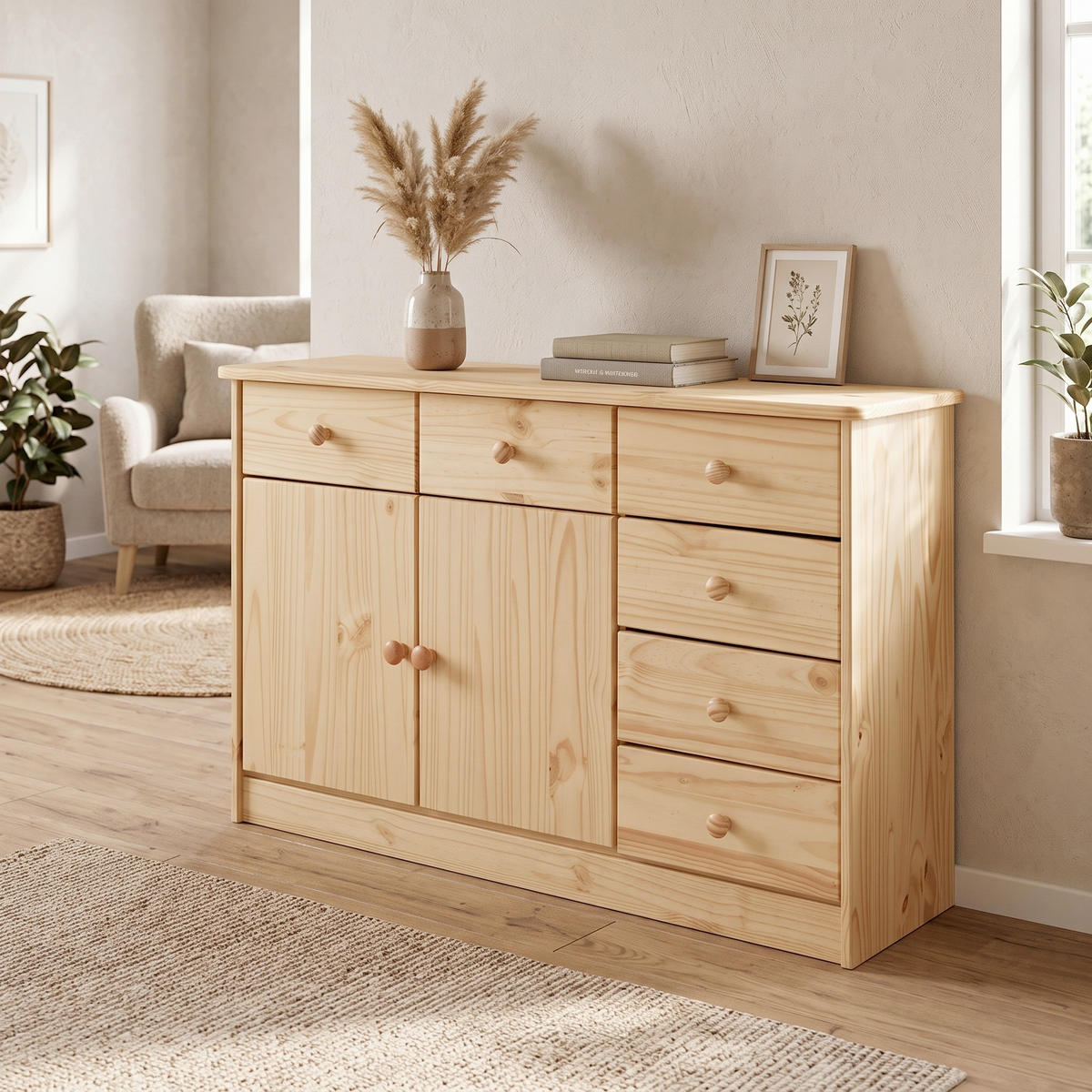 BYRÅ 118/75/35 cm  - naturfärgad, Design, trä (118/75/35cm) - Livetastic
