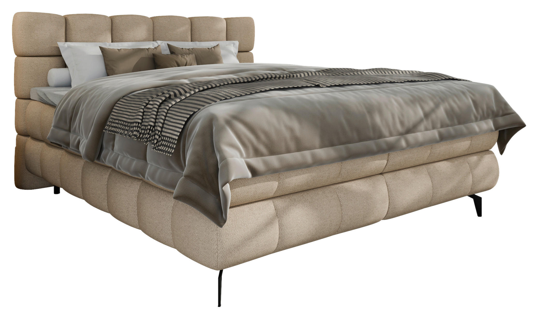 BOXBETT 180/200 cm Beige - Beige/Schwarz, Trend, Textil/Metall (180/200cm) - Esposa