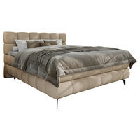 BOXBETT 180/200 cm,  in Beige, Bettkasten, Topper, H3 + H3 = fest  - Beige/Schwarz, Trend, Textil/Metall (180/200cm) - Esposa