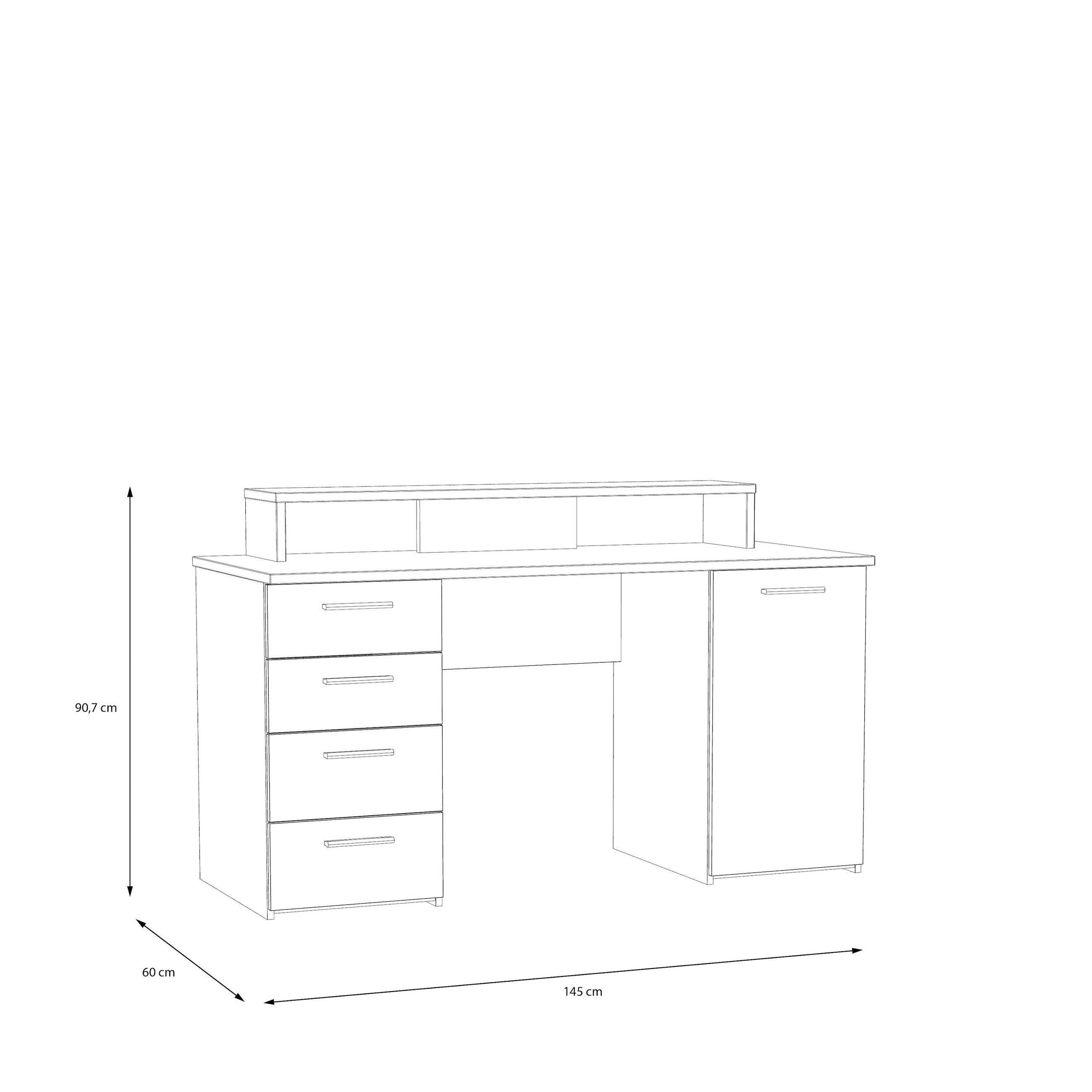 PISALNA MIZA kovina, umetna masa, leseni material barve hrasta, žajbljevo zelena - barve hrasta/barve aluminija, Moderno, kovina/umetna masa (145/90,7/60cm) - MID.YOU
