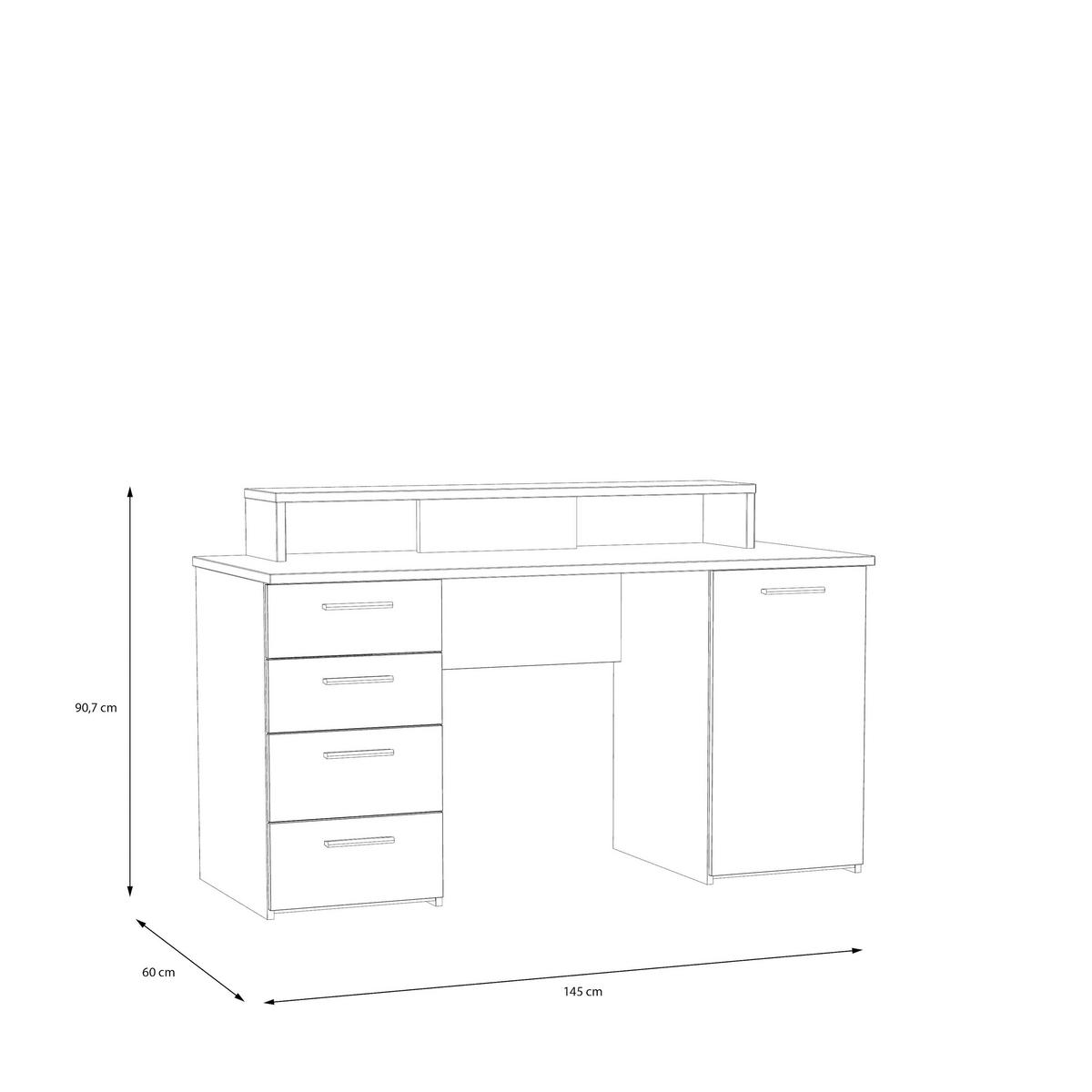 PISALNA MIZA kovina, umetna masa, leseni material barve hrasta, žajbljevo zelena  - barve hrasta/barve aluminija, Moderno, kovina/umetna masa (145/90,7/60cm) - MID.YOU