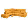 ECKSOFA in Echtleder Gelb  - Gelb/Alufarben, Design, Leder/Metall (239/271cm) - Cantus