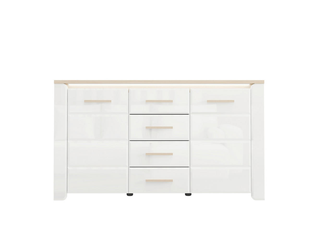 KOMÓD 154/88/40 cm  - Bianco tölgy/fehér, Basics, műanyag/faalapú anyag (154/88/40cm) - Carryhome