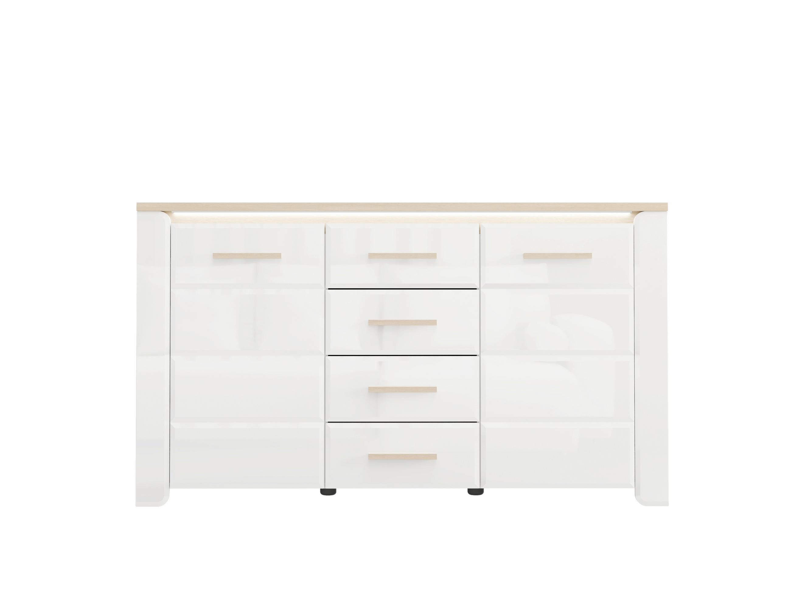 Carryhome KOMODA, bílá, dub bianco, 154/88/40 cm