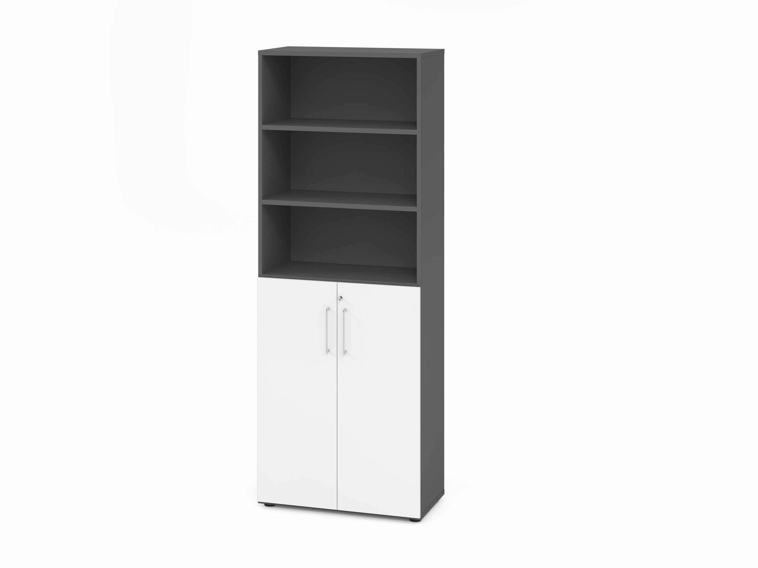 AKTENSCHRANK Graphitfarben, Weiß  - Graphitfarben/Weiß, Basics, Holzwerkstoff (80/215,6/41,7cm) - Venda