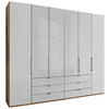 DREHTÜRENSCHRANK 250/216/58 cm 6-türig Weiß, Eiche Bianco  - Schieferfarben/Eiche Bianco, KONVENTIONELL, Glas/Holzwerkstoff (250/216/58cm) - Dieter Knoll