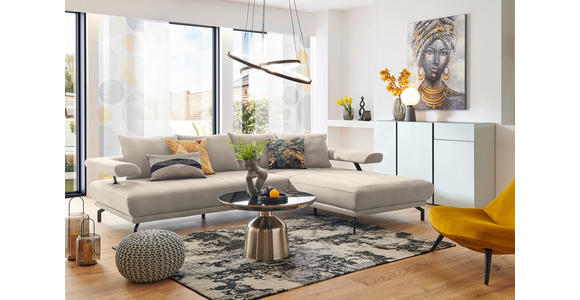 ECKSOFA  in Mikrofaser Creme  305/224 cm  - Creme/Schwarz, Design, Textil/Metall (305/224cm) - Dieter Knoll