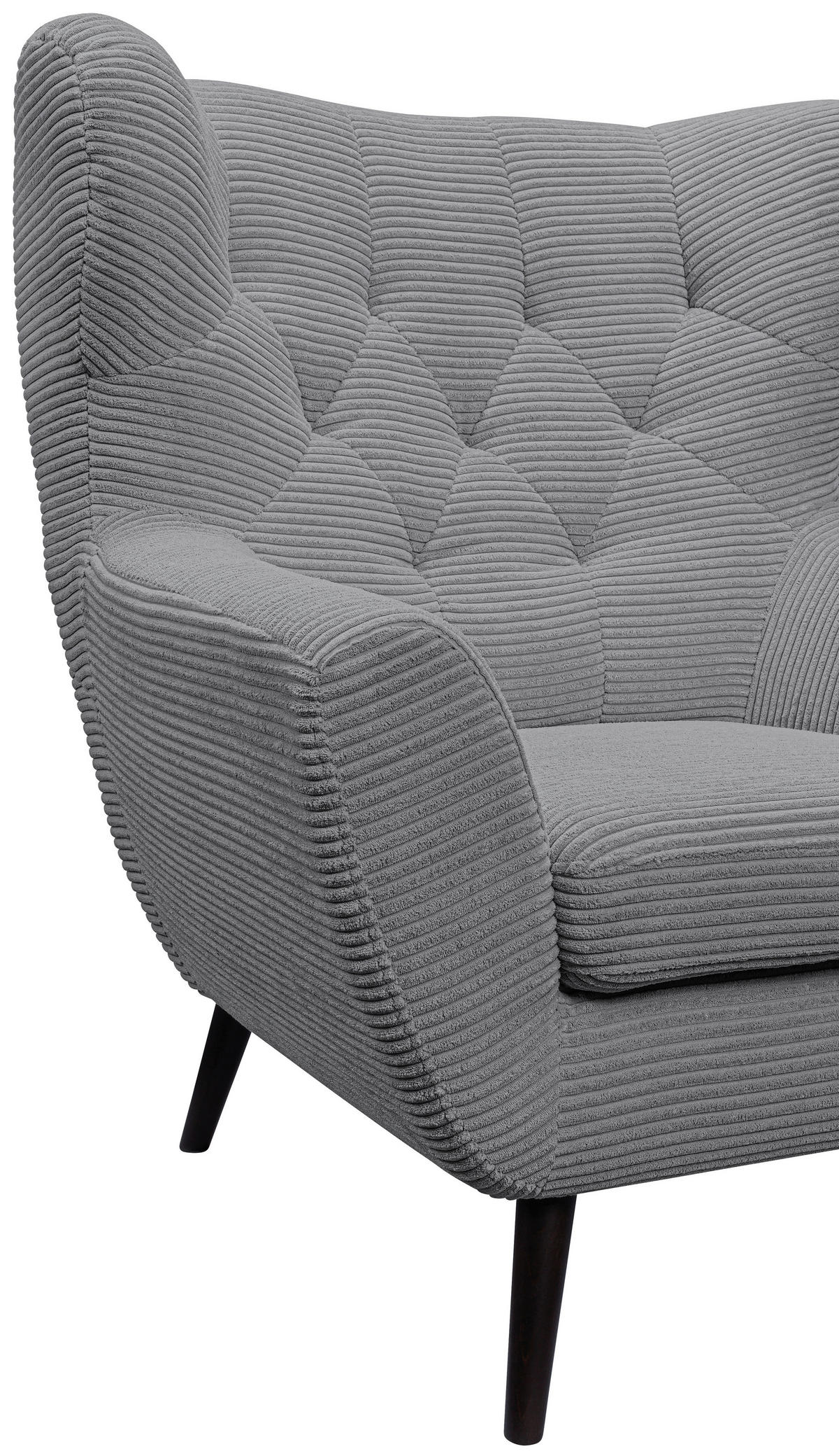SESSEL Cord Hellgrau    - Hellgrau/Schwarz, Design, Holz/Textil (87/101/95cm) - Stylife