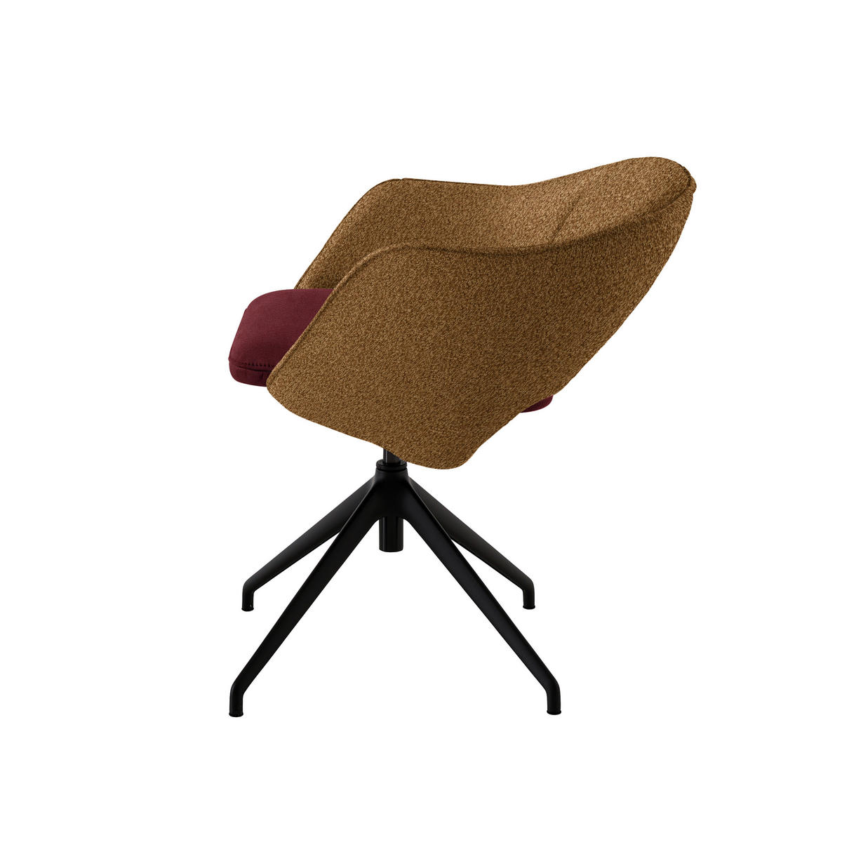 ARMLEHNSTUHL  Stoffauswahl, Wippfunktion, Sitzfläche 360° drehbar, gepolsterte Armlehnen Flachgewebe  - Weinrot/Schwarz, Design, Textil/Metall (63/74-90/57-73cm) - Koinor