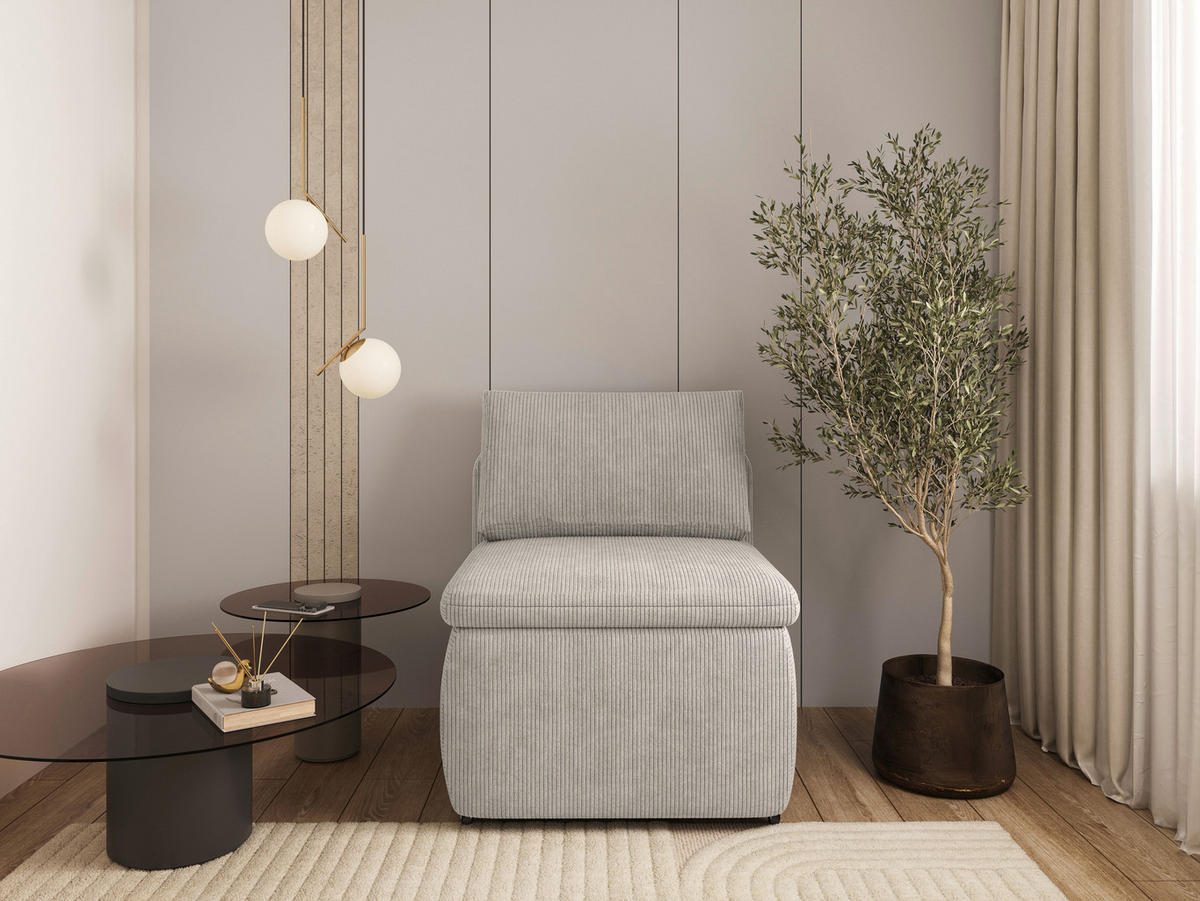 SCHLAFSESSEL  mit Cord Hellgrau  - Hellgrau/Schwarz, KONVENTIONELL, Kunststoff/Textil (87/95/87cm) - Boxxx