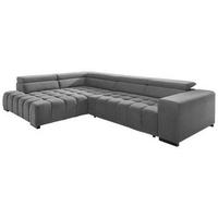 ECKSCHLAFSOFA Grau Velours  - Schwarz/Grau, Design, Holz/Textil (201/307cm) - Livetastic