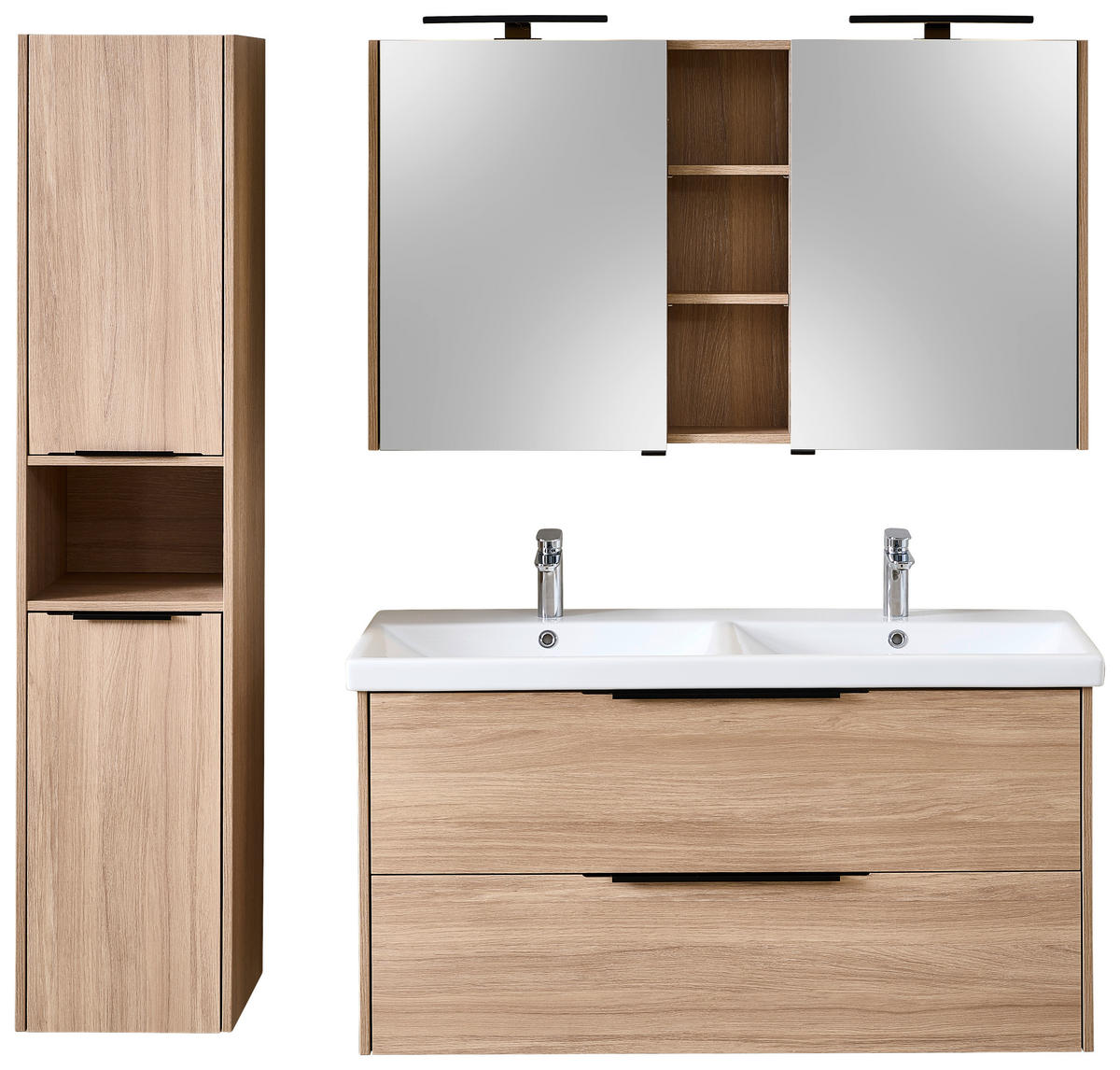 TÜKRÖS SZEKRÉNY 120/74/18 cm  - tölgyfa színű, Modern, faalapú anyag (120/74/18cm) - Welnova
