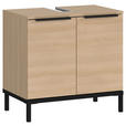 WASCHBECKENUNTERSCHRANK 60/58/38 cm - Eichefarben/Schwarz, MODERN, Holzwerkstoff/Metall (60/58/38cm) - Xora