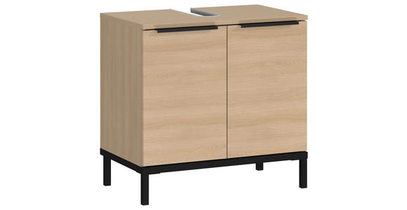 WASCHBECKENUNTERSCHRANK 60/58/38 cm - Eichefarben/Schwarz, MODERN, Holzwerkstoff/Metall (60/58/38cm) - Xora