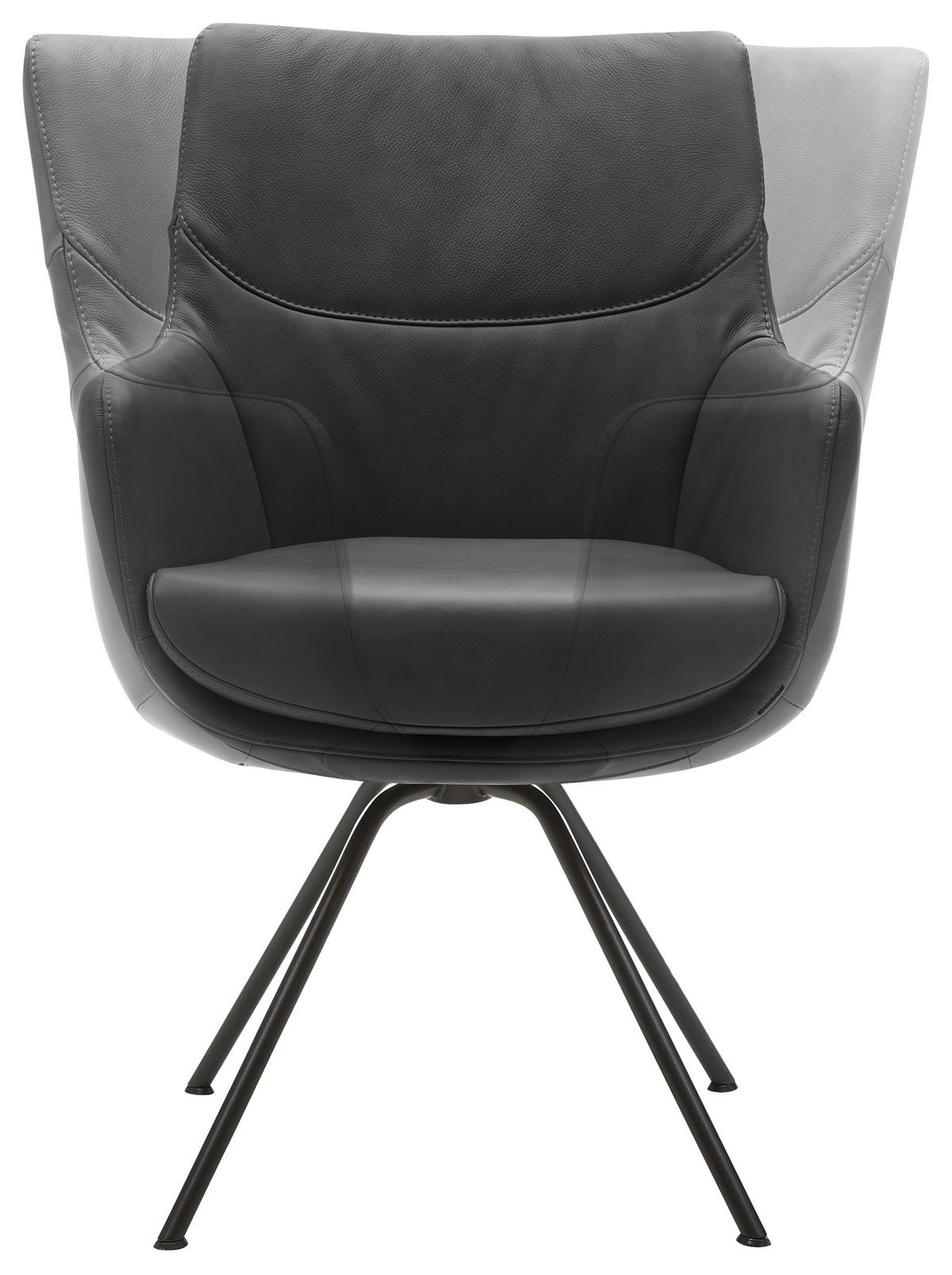 ARMLEHNSTUHL  in Echtleder pigmentiert  - Schwarz, Design, Leder/Metall (60/90/61cm) - Dieter Knoll