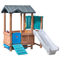 LEKSTUGA 165,7/185/214 cm  - brun/blå, Klassisk, trä/plast (165,7/185/214cm)