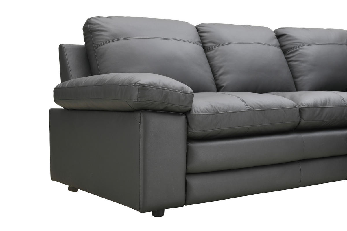 ECKSOFA in Echtleder Schwarz  - Schwarz, Konventionell, Leder/Kunststoff (230/191cm) - MID.YOU