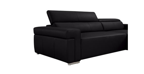 ECKSOFA DUA in Echtleder Schwarz  293/170 cm  - Chromfarben/Schwarz, Design, Leder/Metall (293/170cm) - Novel